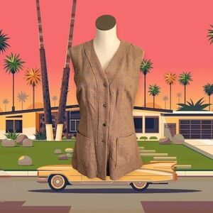 Sleeveless Brown Button-Up Vest